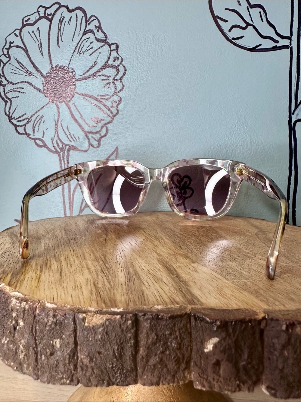 Coach Transparent Pink Floral Sunglasses - Picture 6 of 10